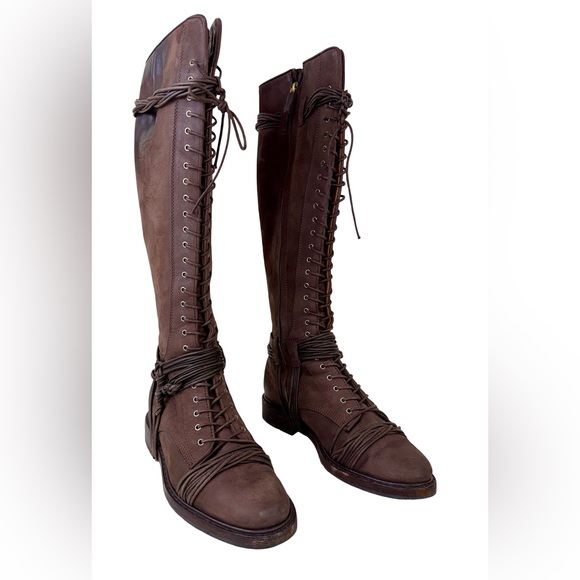 GIVENCHY KNEE-HIGH BOOTS IN DARK BROWN NUBUCK LEATHER - Picture 4 of 12